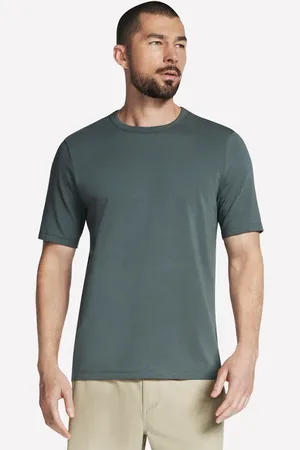 Skechers Uomo GO DRI Pima Crew in Verde/Nero