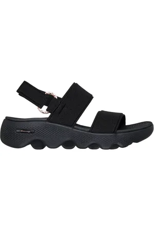 Skechers Donna GO WALK Massage Fit - Renee Sandali in Nero/Rosa Oro