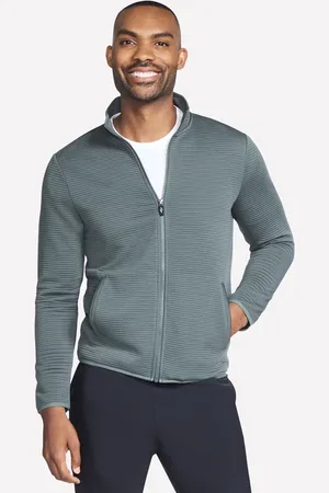 Skechers Uomo The Hoodless felpa con cappuccio Ottoman Giacca in Verde/Nero