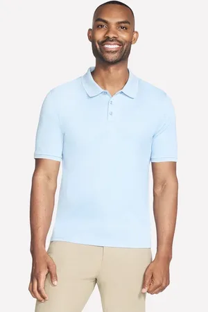 Skechers Uomo Off Duty Polo in Naturale/Blu Chiaro
