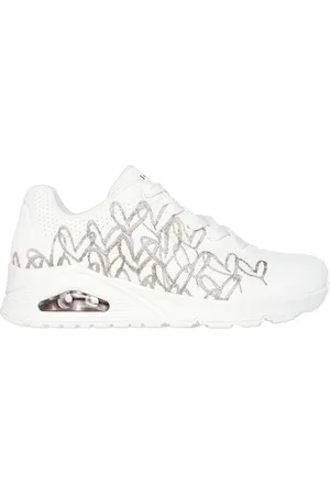 Skechers Donna JGoldcrown: Uno - Golden Heart Sneaker in Bianco/Rosa Oro
