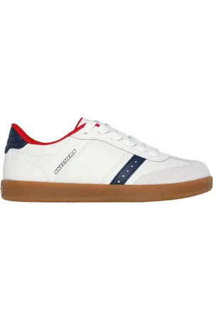 Skechers Bambino Zinger Street Sneaker in Bianco/Blu Navy Blue