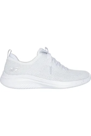 Skechers Donna Ultra Flex 3.0 - Elegant Night Shoes in Bianco/Argento