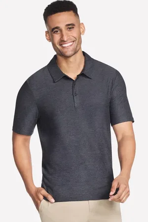 Skechers Uomo GO DRI All Day Polo in Nero/Carbone