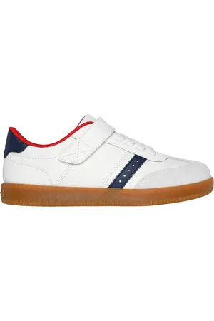 Skechers Bambino Zinger Street Sneaker in Bianco/Blu Navy Blue