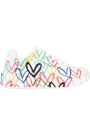 Skechers Bambina JGoldcrown: Uno Lite - Spread the Love Sneaker in Bianco/Multicolore