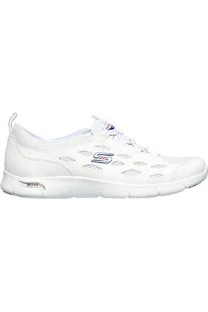 Skechers Donna Arch Fit Refine Sneaker in Bianco/Blu Navy Blue