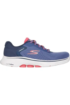 Skechers Donna GO WALK 7 - Cosmic Waves Sneaker in Blu Navy Blue/Corallo