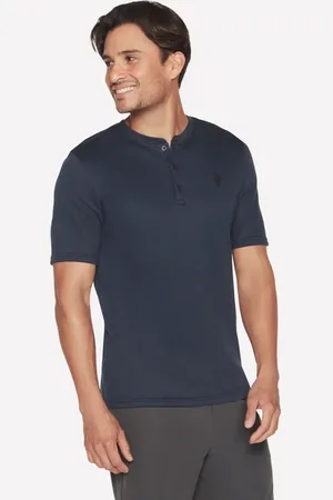 Skechers Uomo GOKNIT Pique corto Sleeve Henley in