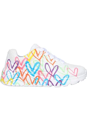 Skechers Bambina JGoldcrown: Uno Lite - Spread the Love Sneaker in Bianco/Multicolore