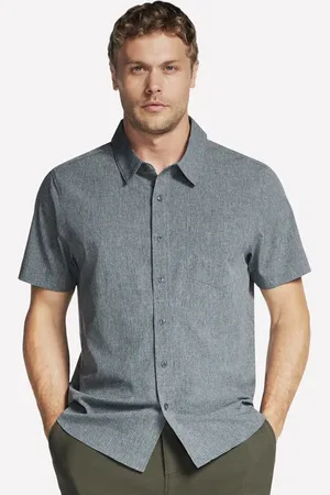Skechers Uomo The GO WALK Air corto Sleeve Shirt in Nero/Carbone
