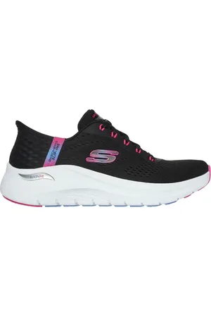 Skechers Donna Slip-ins: Arch Fit 2.0 - Easy Chic Sneaker in Nero/Rosa Fluo