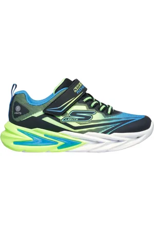 Skechers Bambino S Lights: Flex-Glow Ultra Sneaker in Nero/Blu/Lime