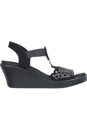 Skechers Donna Rumble On - Queen B2 Sandali in Nero/Argento