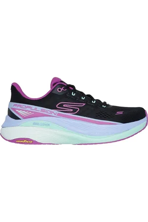 Skechers Donna Max Cushioning Propulsion Sneaker in Nero/Porpora