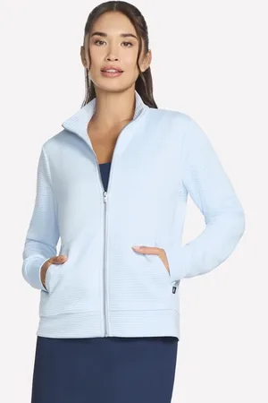 Skechers Donna The Hoodless felpa con cappuccio GO WALK Everywhere Giacca in Blu/Argento
