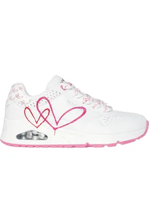 Skechers Donna JGoldcrown: Uno - Twin Hearts Sneaker in Bianco/Rosso/Rosa