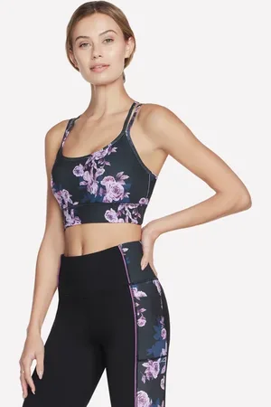 Skechers Donna GO STRETCH Winter Bloom Bra in Nero/Lavanda