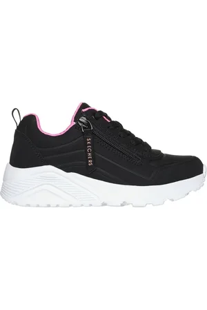 Skechers Bambina Uno Lite - Easy Zip Sneaker in Nero/Rosa Oro