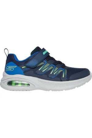 Skechers Bambino Microscope Max Advance - Speker Sneaker in Blu Navy Blue/Lime