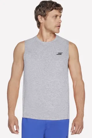 Skechers Uomo GO DRI Charge Muscle Tank in Bianco/Talpa