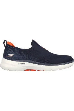 Skechers Uomo GOwalk 6 Shoes in Blu Navy Blue/Arancione