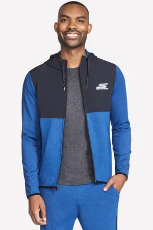 Skechers Uomo SKECH-KNITS Ultra Go Weekend Full Zip felpa con cappuccio in Blu/Rosso