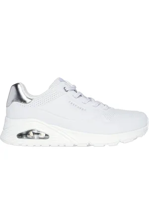 Skechers Donna Uno - Shimmer Away Sneaker in Bianco/Argento