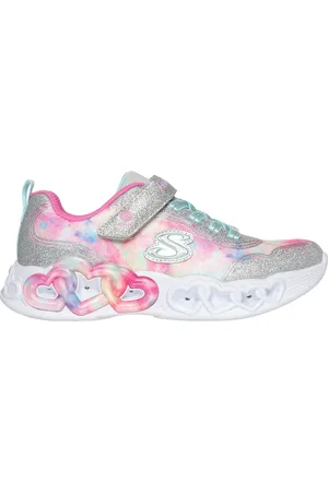 Skechers Bambina Infinite Heart Lights - Color Lovin Sneaker in Argento/Multicolore