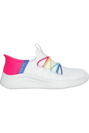 Skechers Bambina Slip-ins: Ultra Flex 3.0 - Bungee Fun Sneaker in Bianco/Multicolore