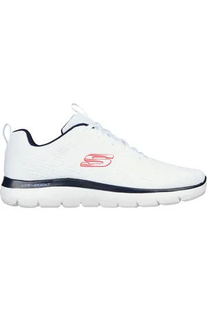 Skechers Uomo Summits - Torre Sneaker in Bianco/Blu Navy Blue