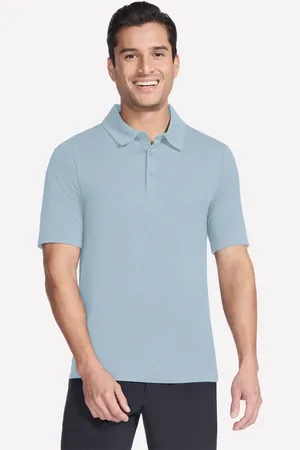 Skechers Uomo GO GOLF GO DRI All Day Stripe Polo in Bianco/Blu