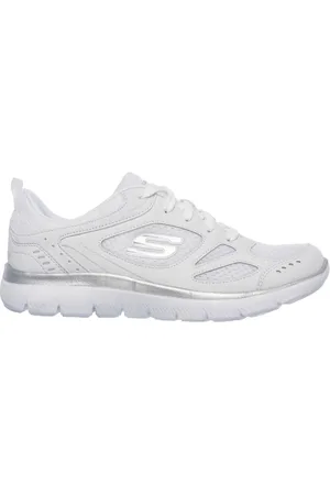 Skechers Donna Summits - Suited Sneaker in Bianco/Argento