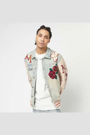 smoke rise Varsity Denim Jacket uomo Giacche college taglia XS Abbigliamento