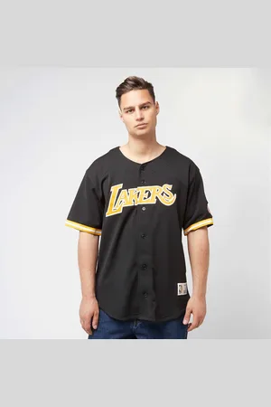 Mitchell & Ness NBA On the Clock Mesh Button Front Vintage Logo LA Lakers uomo Maglie taglia S Abbigliamento
