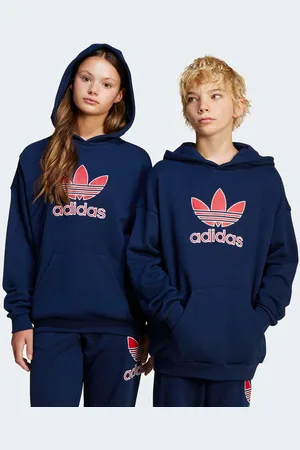 adidas Felpa Oversize per Bambini con Grande Logo unisex Felpe cappuccio e felpe taglia 140 Abbigliamento