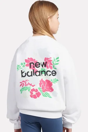 New Balance Stacked Floral Back Graphic French Terry Crew unisex Felpe con cappuccio e felpe taglia 134 Abbigliamento