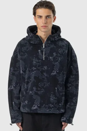 Pegador FALL TEDDY HALFZIP HOODIE black shadow blue uomo Felpe con cappuccio e felpe taglia S Abbigliamento