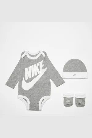 Nike Futura Logo Long Sleeve Hat / Bodysuit Bootie (3 Piece) unisex Tutine e set per neonati taglia 0M-6M Abbigliamento