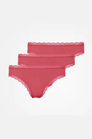 Snocks Infradito con pizzo taglia XS color malva confezione da 3 biancheria intima da donna in cotone biologico di
