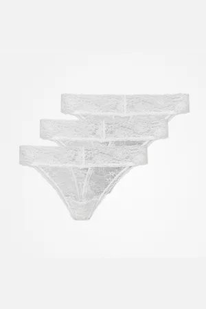 Snocks Infradito in pizzo taglia XS in bianco confezione da 3 biancheria intima da donna di