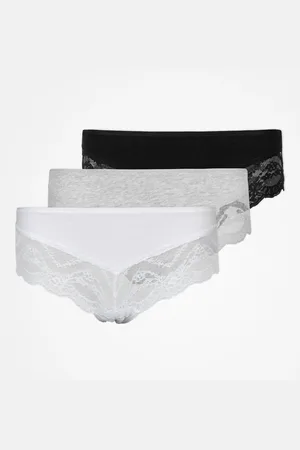Snocks Mutandine hipster con pizzo taglia XS in bianco/grigio chiaro/nero confezione da 3 biancheria intima da donna in cotone biologico di