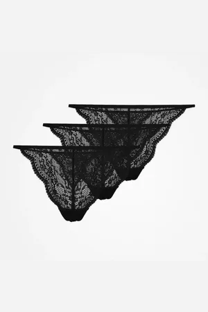 Snocks Perizoma in pizzo taglia XS in nero confezione da 3 biancheria intima da donna di