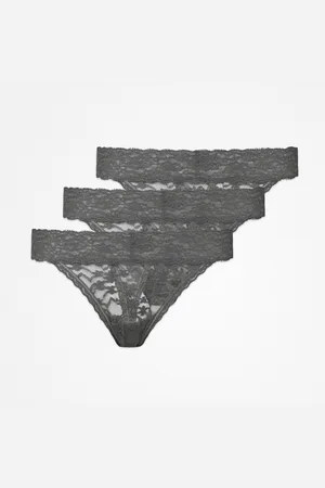 Snocks Infradito in pizzo taglia XS in grigio confezione da 3 biancheria intima da donna di