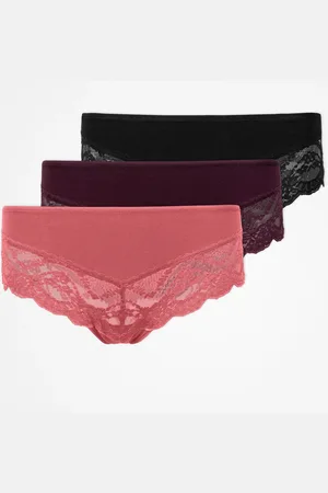 Snocks Mutandine hipster con pizzo taglia XS in malva/rosso vino/nero confezione da 3 biancheria intima da donna in cotone biologico di