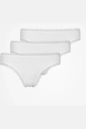 Snocks Infradito con pizzo taglia XS in bianco confezione da 3 biancheria intima da donna in cotone biologico di
