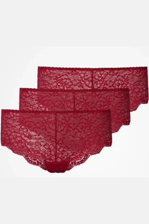 Snocks Mutandine hipster in pizzo taglia XS in rosso scuro confezione da 3 biancheria intima da donna di