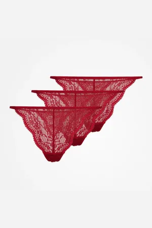 Snocks Perizoma in pizzo taglia XS in rosso scuro confezione da 3 biancheria intima da donna di