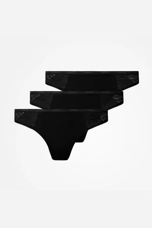 Snocks Infradito con logo in pizzo love nella taglia XS in nero confezione da 3 biancheria intima da donna in cotone biologico di