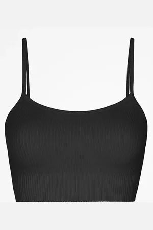 Snocks Reggiseno sportivo a coste taglia XS in nero confezione da 1 top da donna in poliammide riciclata di
